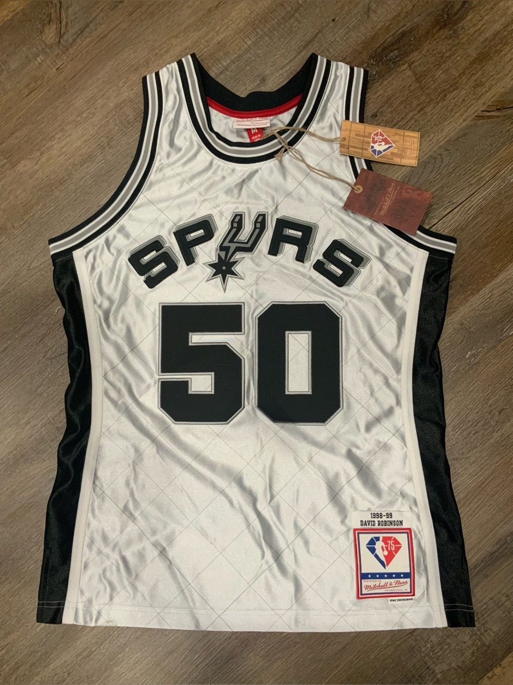 MITCHELL & NESS DAVID ROBINSON SPURS 75TH PLATINUM SWINGMAN 98'99 JERSEY Mens -M